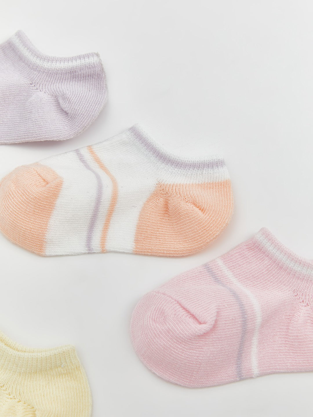 LCW Baby Striped Baby Girl Booties Socks 5-Pack
