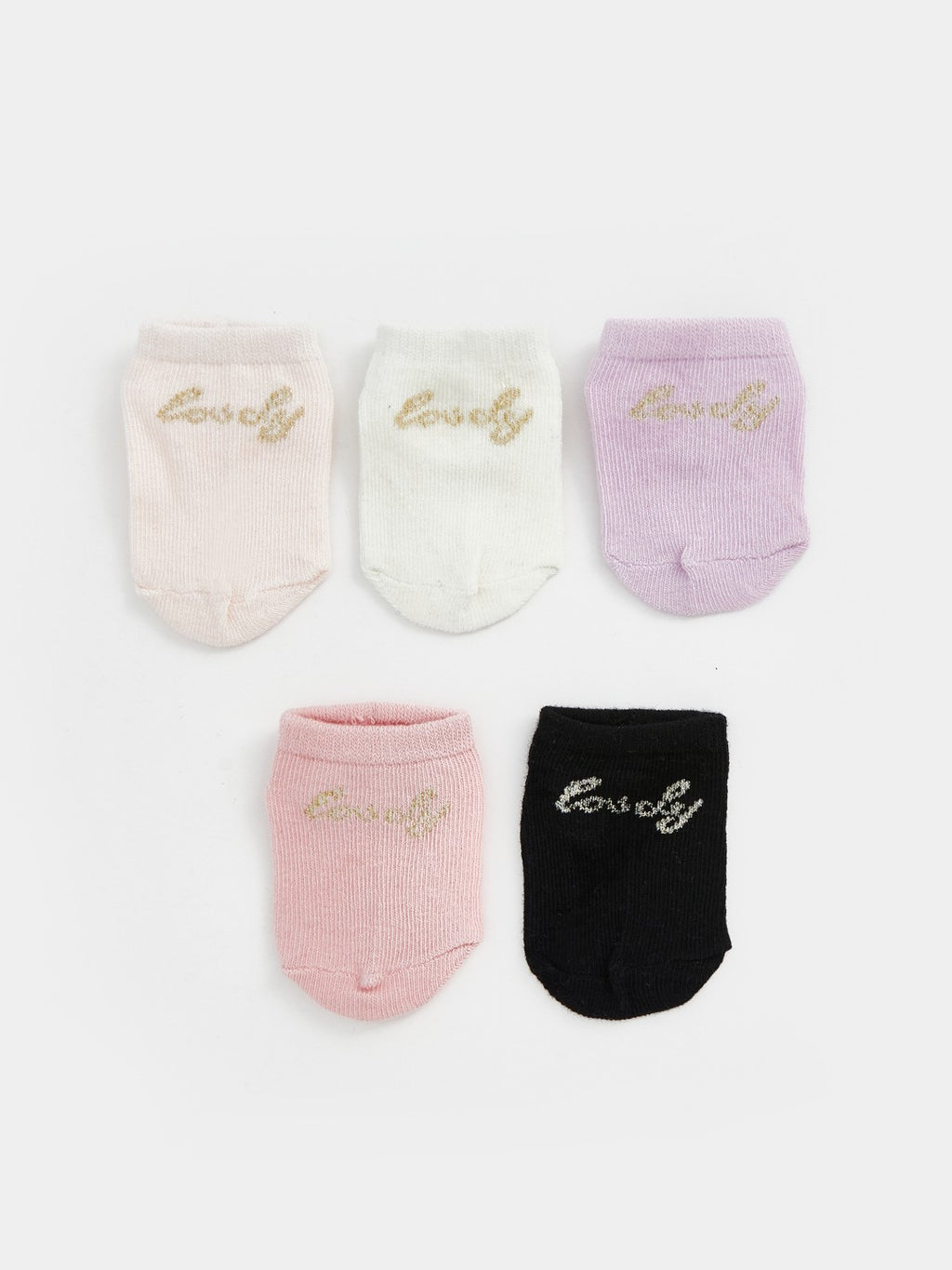 LCW Baby Printed Baby Girl Booties Socks 5-Pack