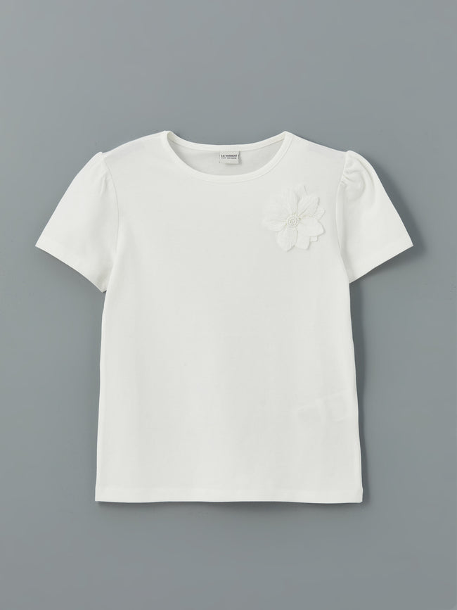 Crew Neck Floral Girls T-Shirt Hover Image