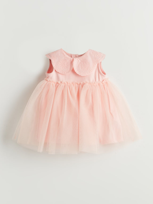 LCW Baby Baby Collar Tulle Baby Girl Dress Hover Image