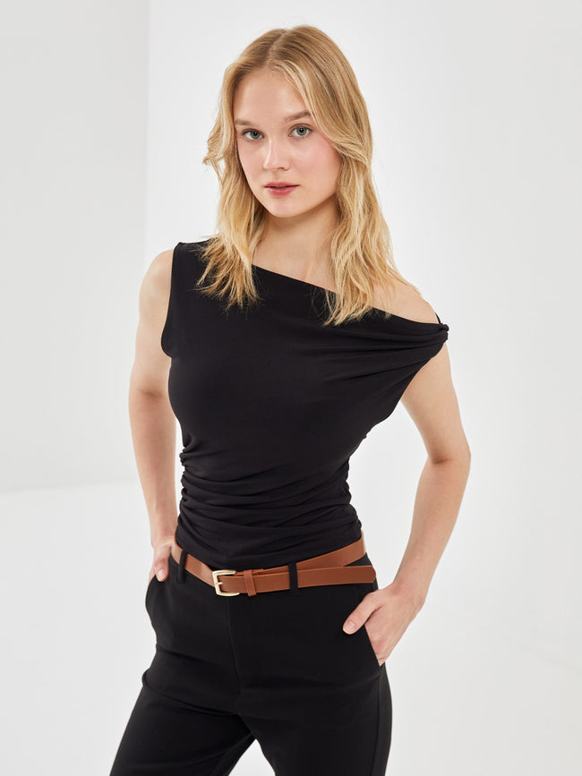 LCW Vision Boat Neck Women Blouse Hover Image