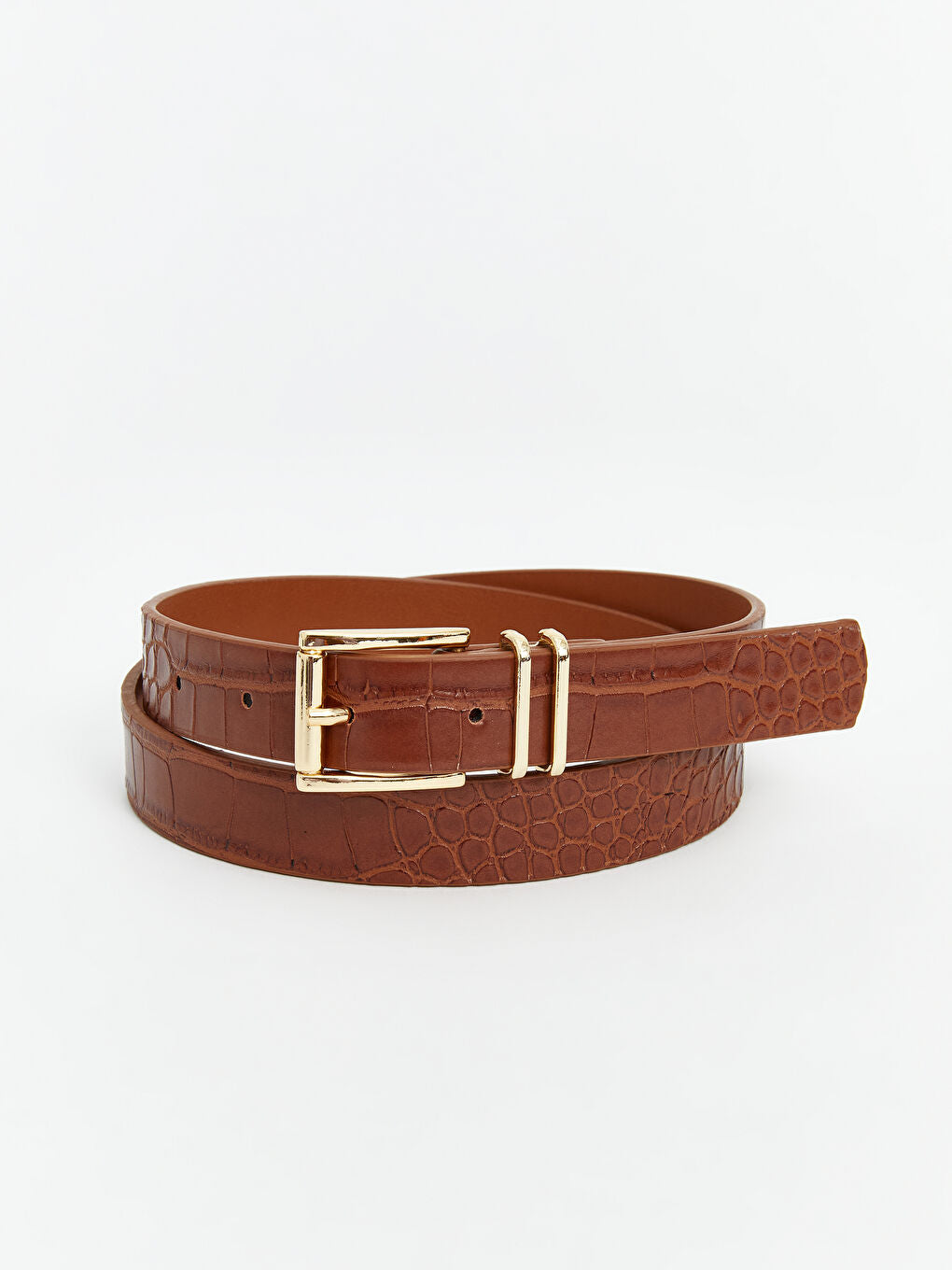 LCW ACCESSORIES Brown Leather Look Women Belt 2-Pack