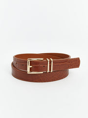 LCW ACCESSORIES Brown Leather Look Women Belt 2-Pack
