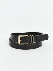 LCW ACCESSORIES Brown Leather Look Women Belt 2-Pack