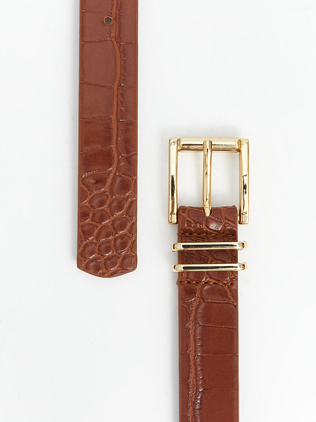 LCW ACCESSORIES Brown Leather Look Women Belt 2-Pack