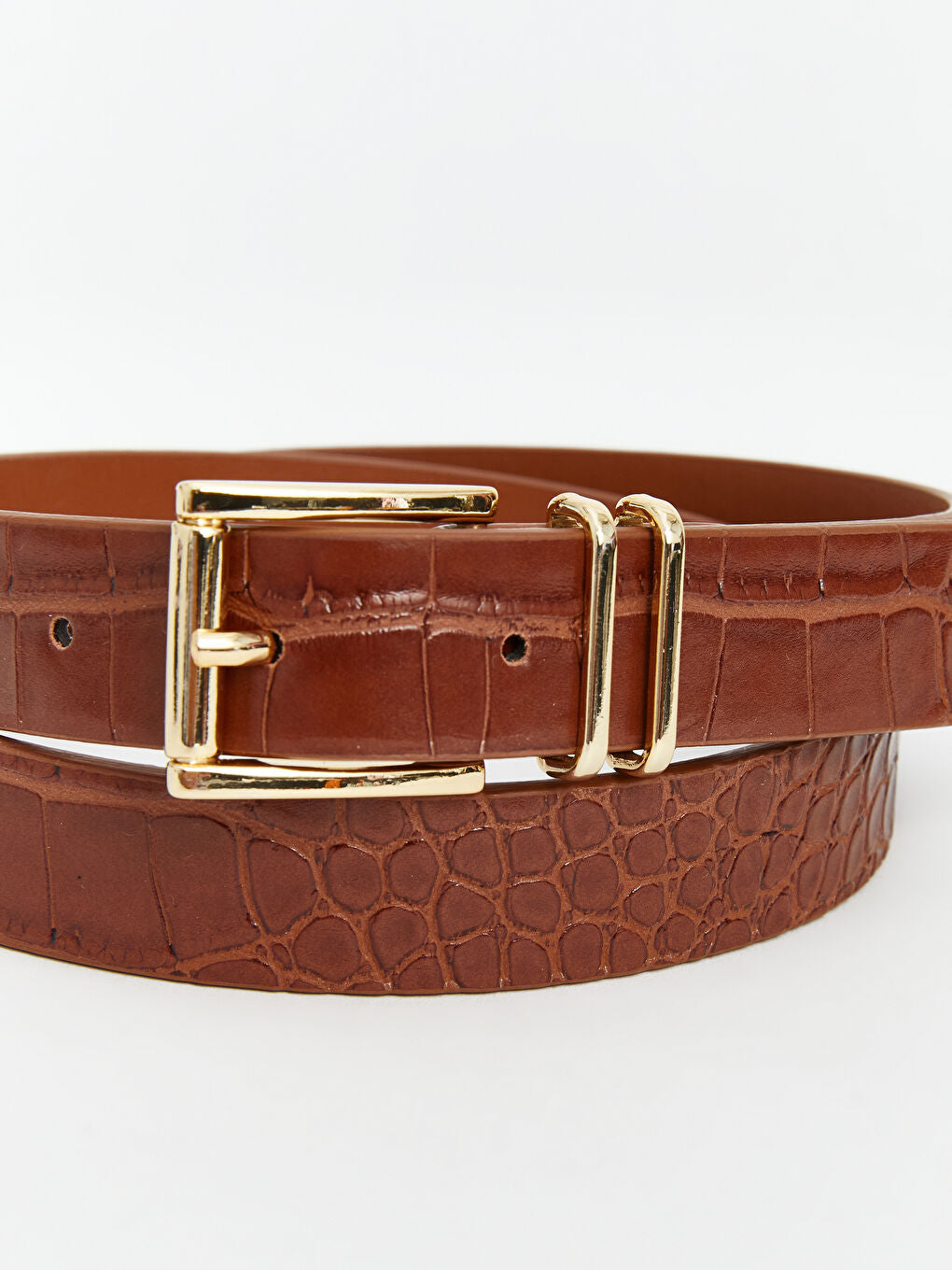 LCW ACCESSORIES Brown Leather Look Women Belt 2-Pack