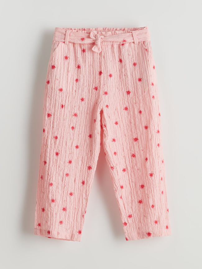 LCW Kids Floral Tied Waist Girls Trousers Hover Image