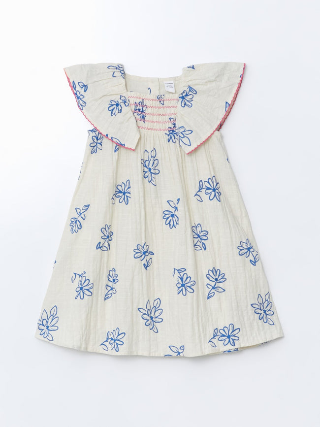 LCW Kids Floral Gathered Girls Linen Dress Hover Image