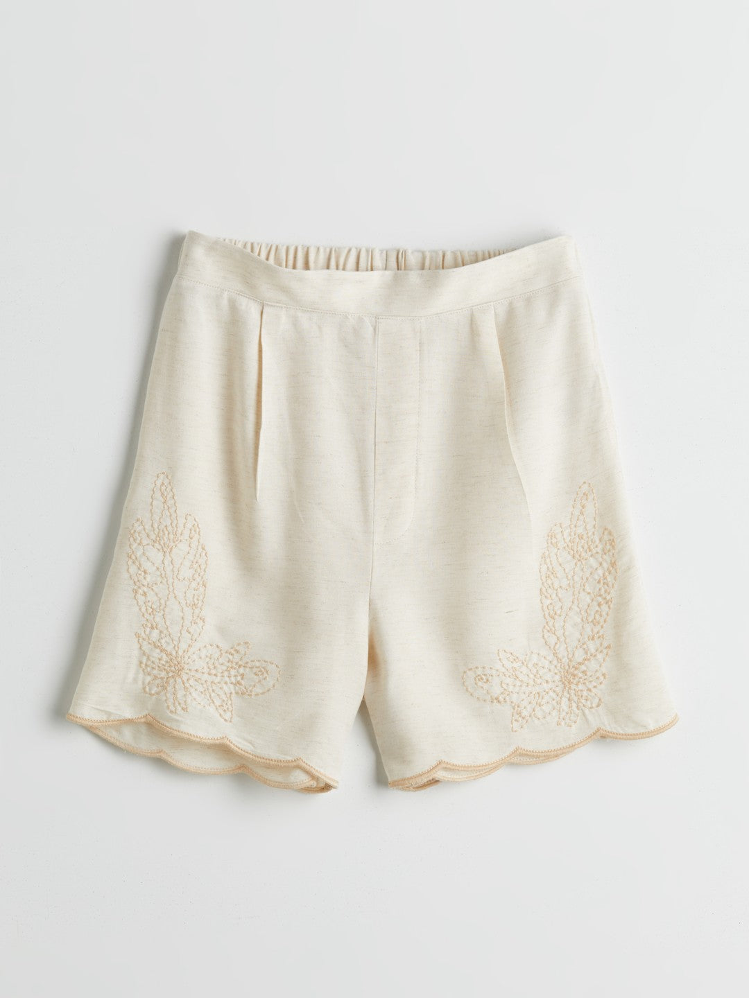LCW Kids Elastic Waist Pleated Linen Blend Girls Shorts