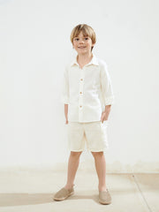 LCW Kids Elastic Waist Boy Pocket Linen Shorts