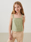 LCW Kids Square Neck Openwork Girls Crop Tank Top