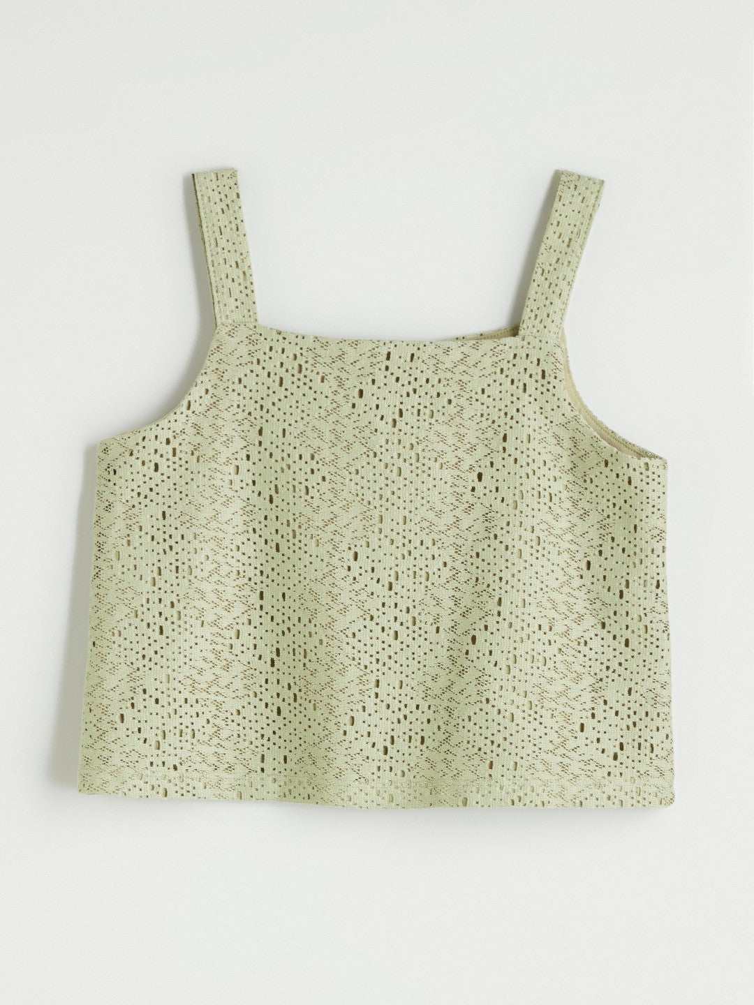 LCW Kids Square Neck Openwork Girls Crop Tank Top