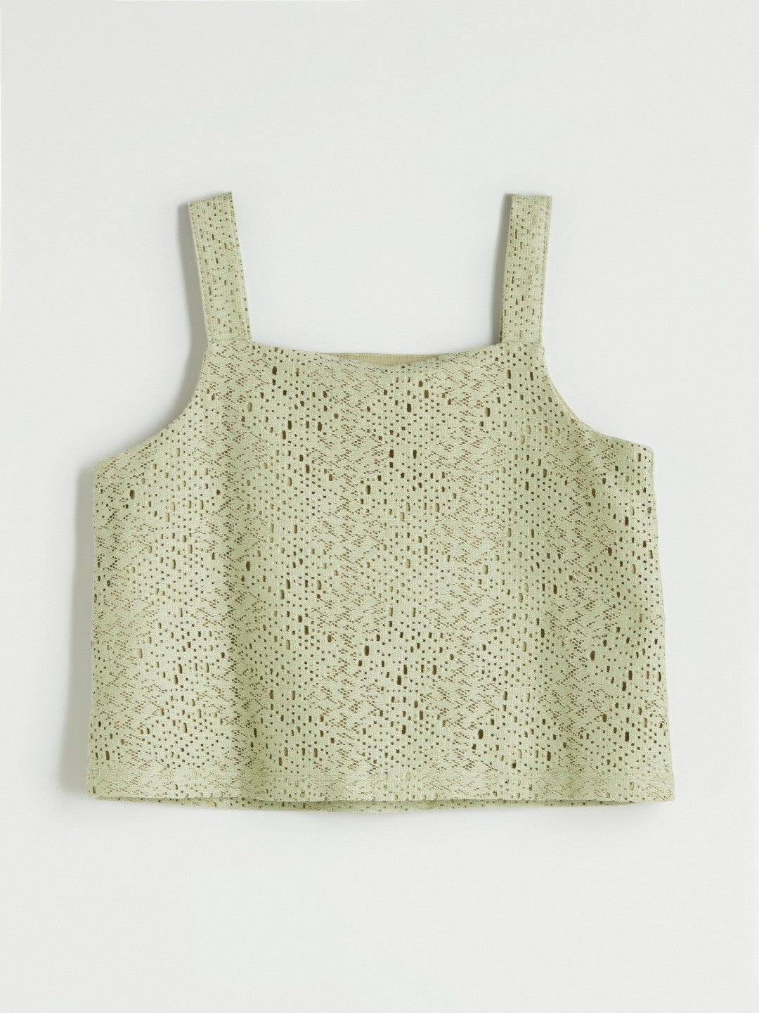 LCW Kids Square Neck Openwork Girls Crop Tank Top