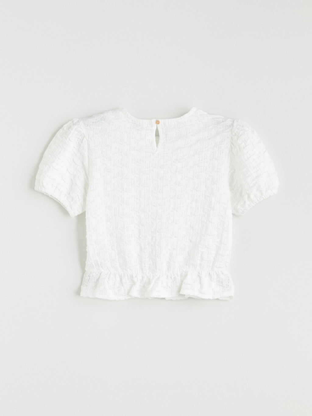 LCW Kids Crew Neck Ruffle Detailed Girls Crop T-Shirt