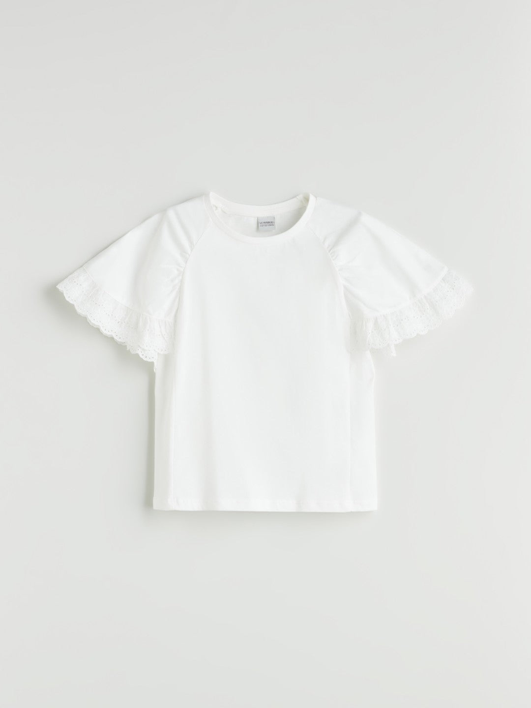 LCW Kids Crew Neck Scallop Detailed Girls T-Shirt