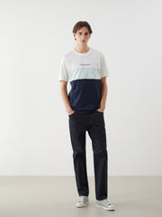 Xside- Crew Neck Color Block Combed Cotton Men T-Shirt