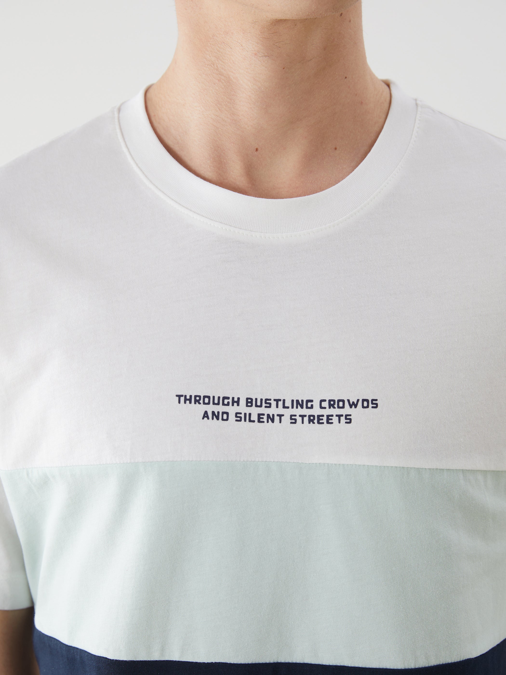 Xside- Crew Neck Color Block Combed Cotton Men T-Shirt