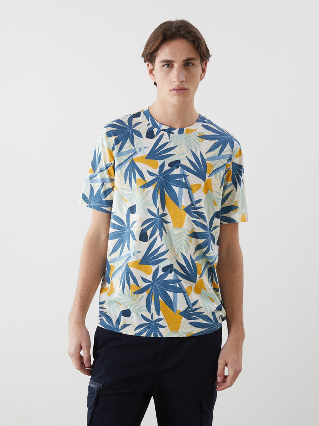 Xside Crew Neck Printed Combed Cotton Men T-Shirt Hover Image