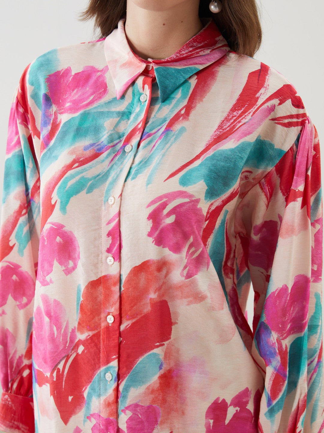 LCW Modest Patterned Oversize Women Shirt Tunic