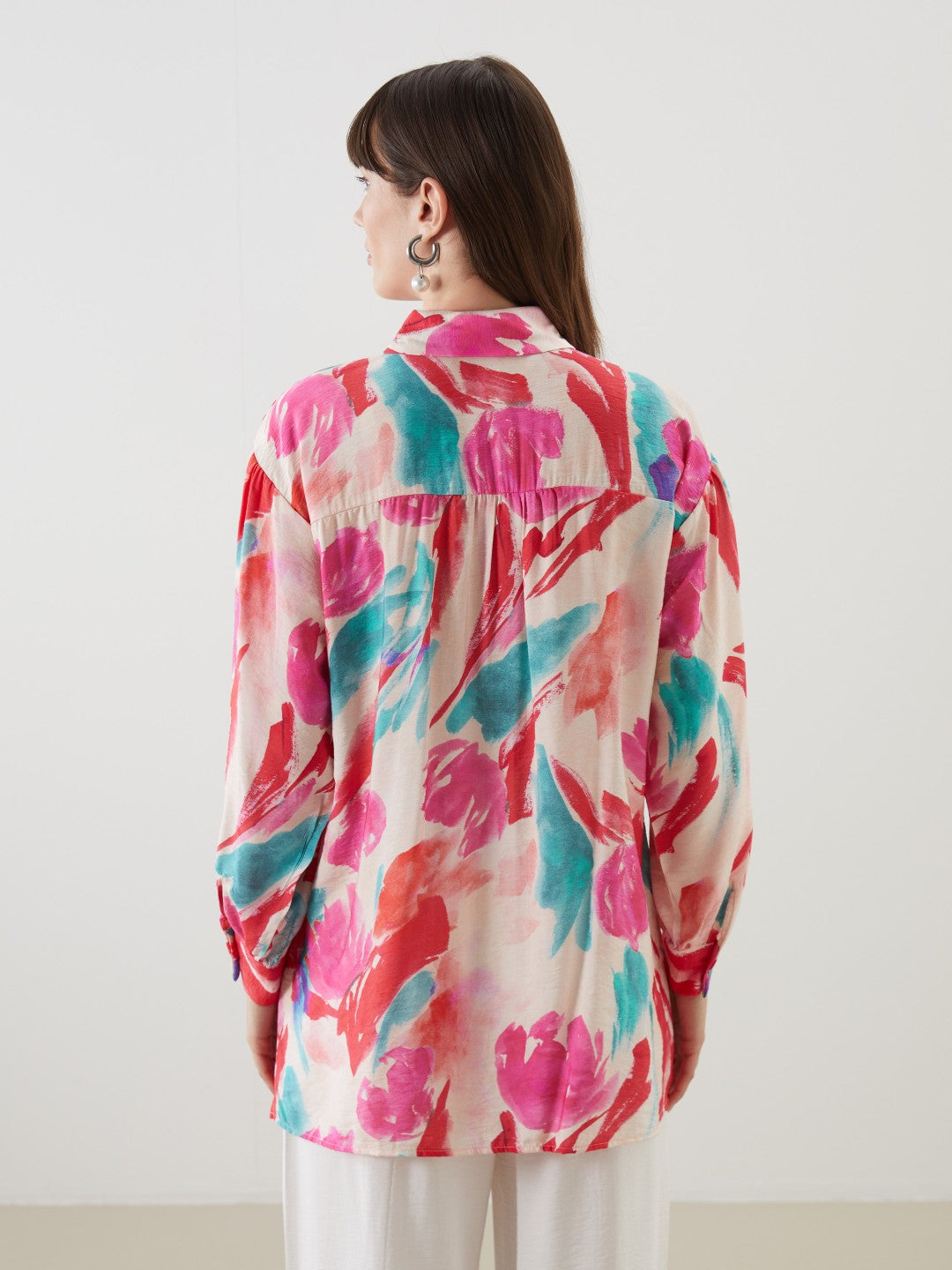 LCW Modest Patterned Oversize Women Shirt Tunic