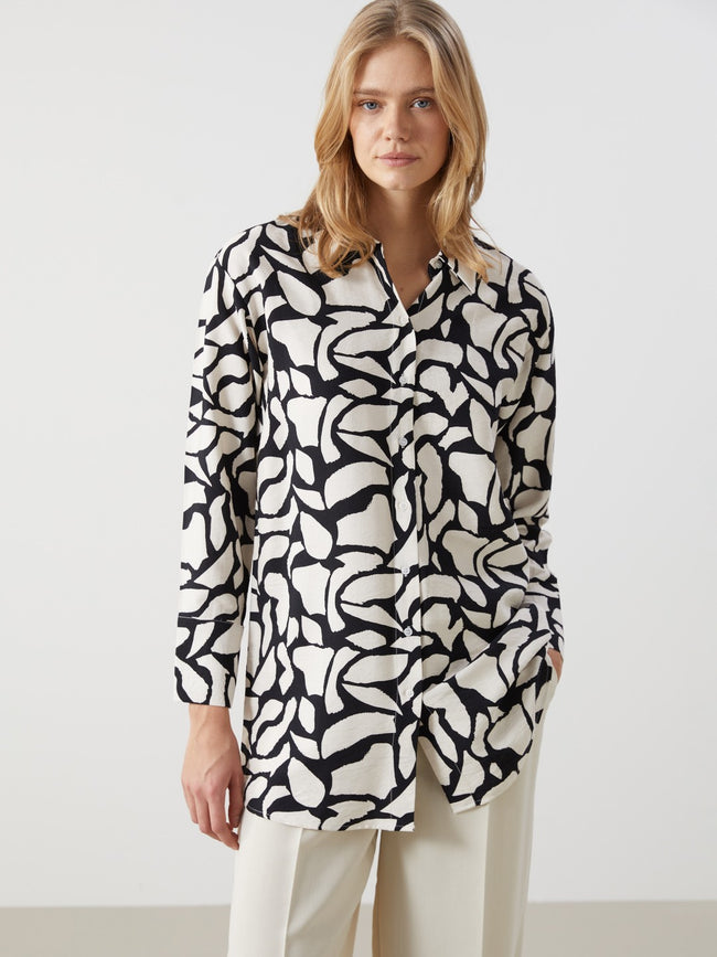 LCW Modest Patterned Women Shirt Tunic Hover Image