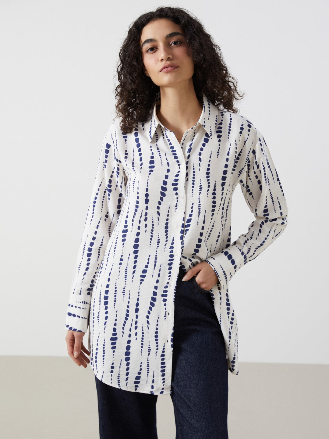 LCW Modest Patterned Women Shirt Tunic