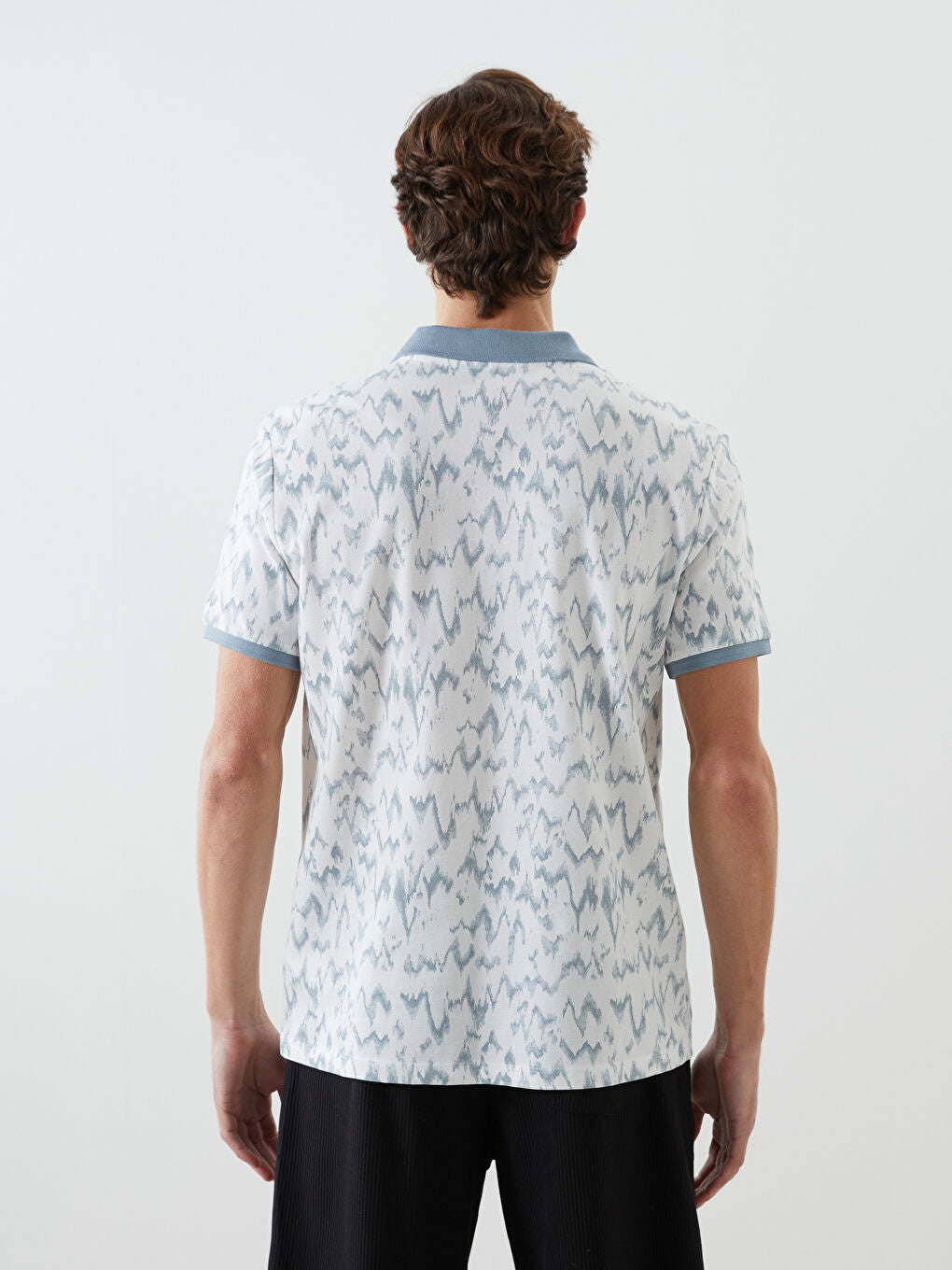 LCW Vision Turquoise Polo Neck Short Sleeve Patterned Pique Men T-Shirt