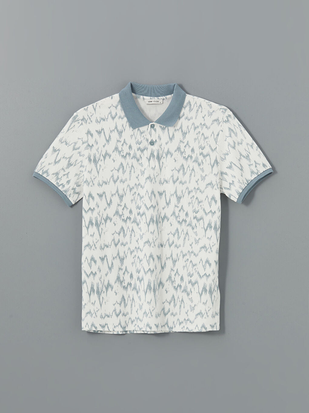 LCW Vision Turquoise Polo Neck Short Sleeve Patterned Pique Men T-Shirt