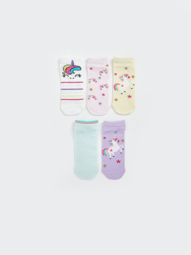 LCW Kids Patterned Girls Booties Socks 5-Pack Hover Image