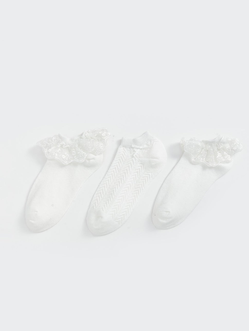 LCW Kids Lace Detailed Girls Booties Socks 3-Pack