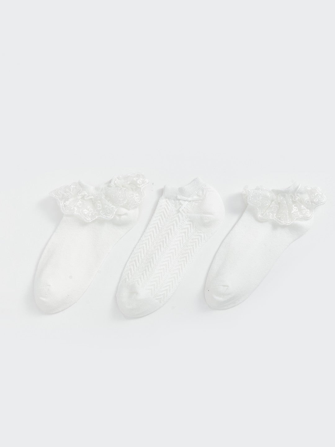 LCW Kids Lace Detailed Girls Booties Socks 3-Pack