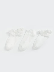 LCW Kids Lace Detailed Girls Booties Socks 3-Pack