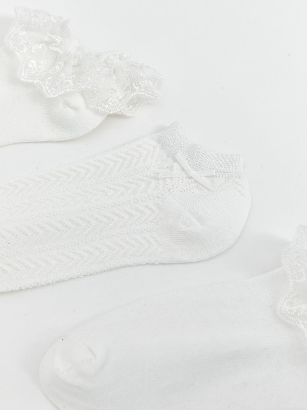 LCW Kids Lace Detailed Girls Booties Socks 3-Pack