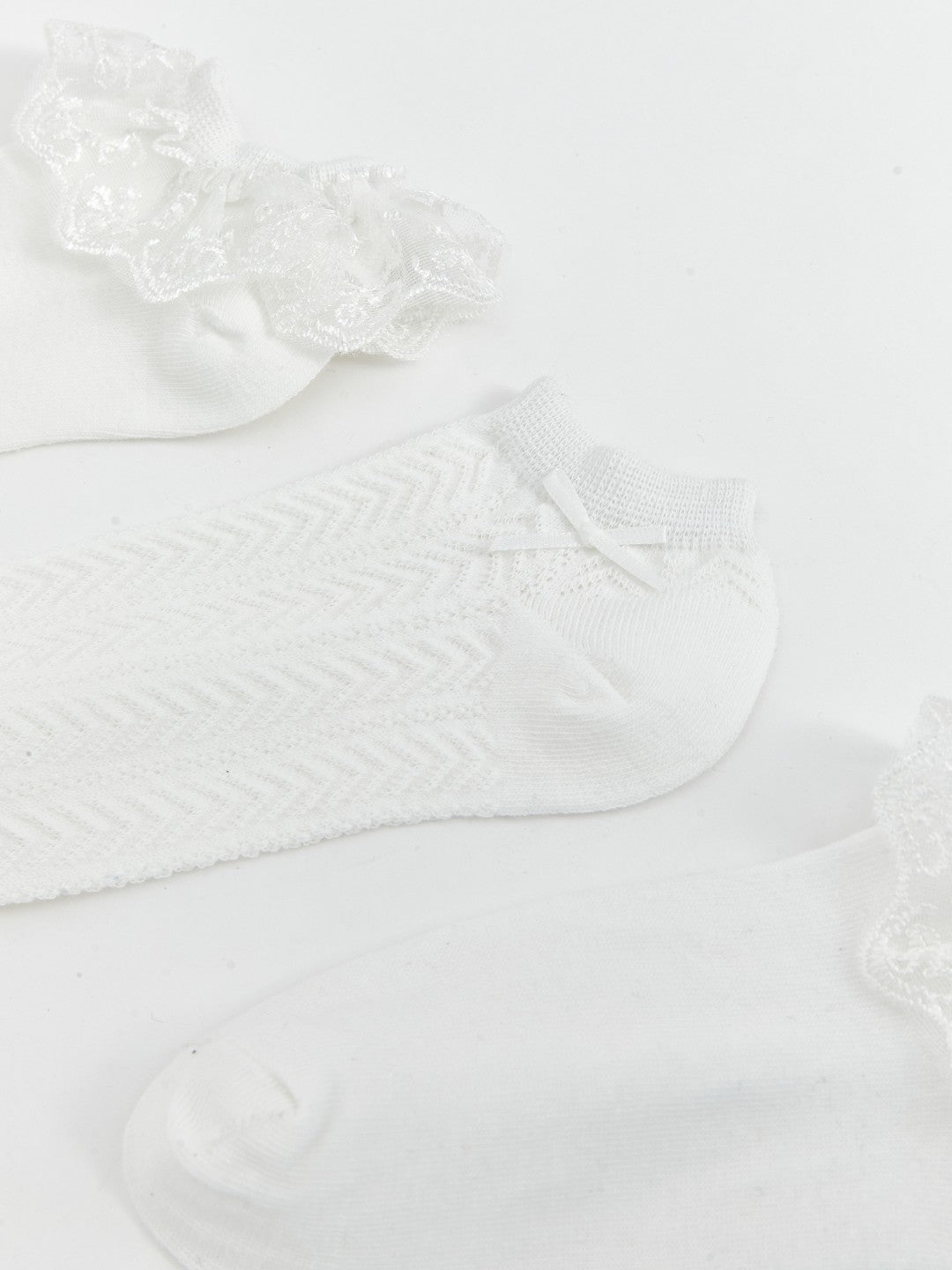 LCW Kids Lace Detailed Girls Booties Socks 3-Pack