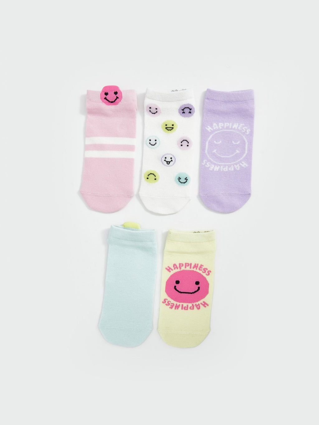 LCW Kids Patterned Girls Booties Socks 5-Pack