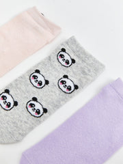 LCW Kids Panda Patterned Girls Booties Socks 5-Pack