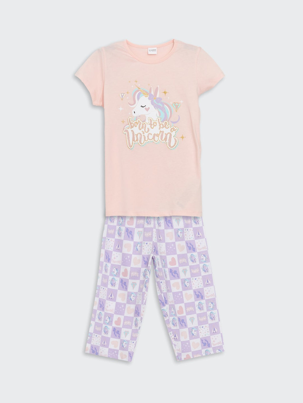 LCW Kids Crew Neck Girls Pajama Set