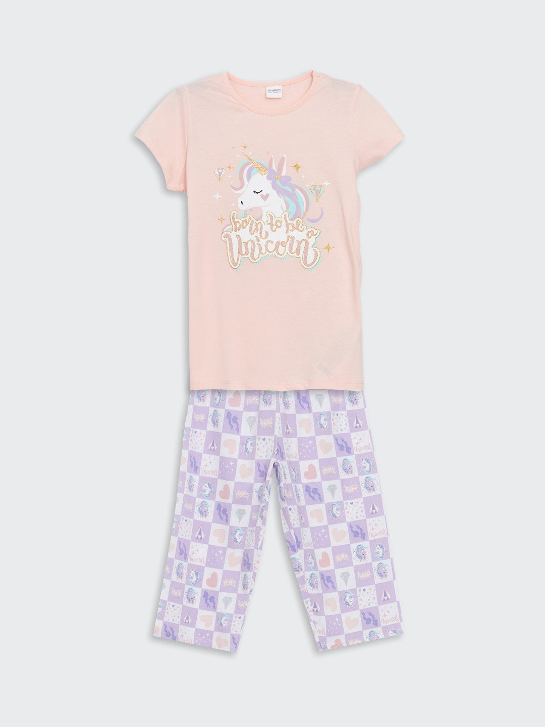 LCW Kids Crew Neck Girls Pajama Set
