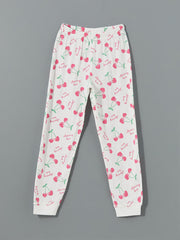 LCW Kids White Crew Neck Girls Pajama Set