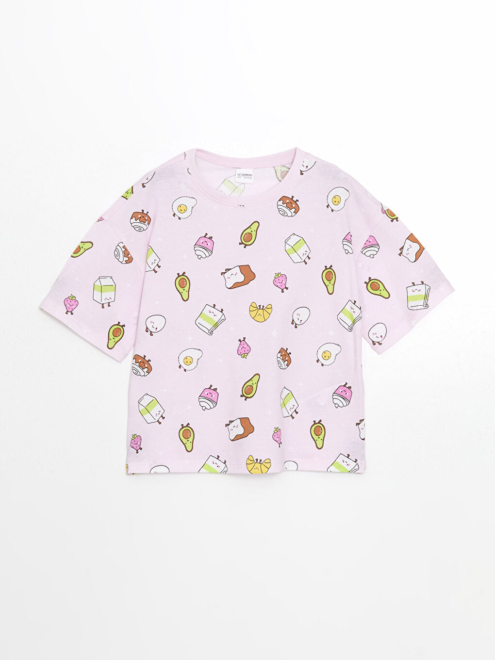 LCW Kids Pink Crew Neck Girls Pajama Set