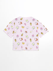 LCW Kids Pink Crew Neck Girls Pajama Set
