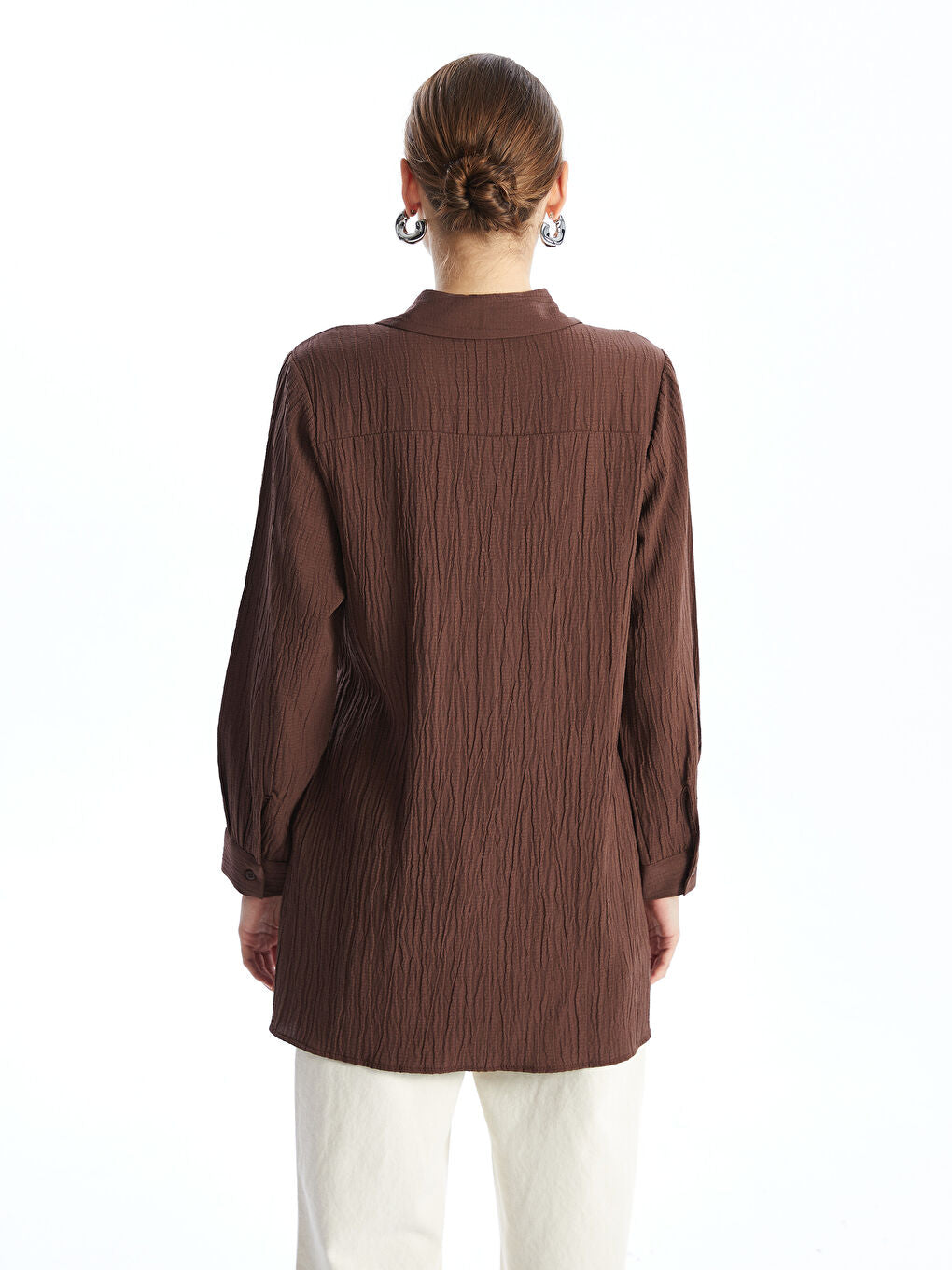 LCWAIKIKI Classic Brown Textured Women Shirt Tunic
