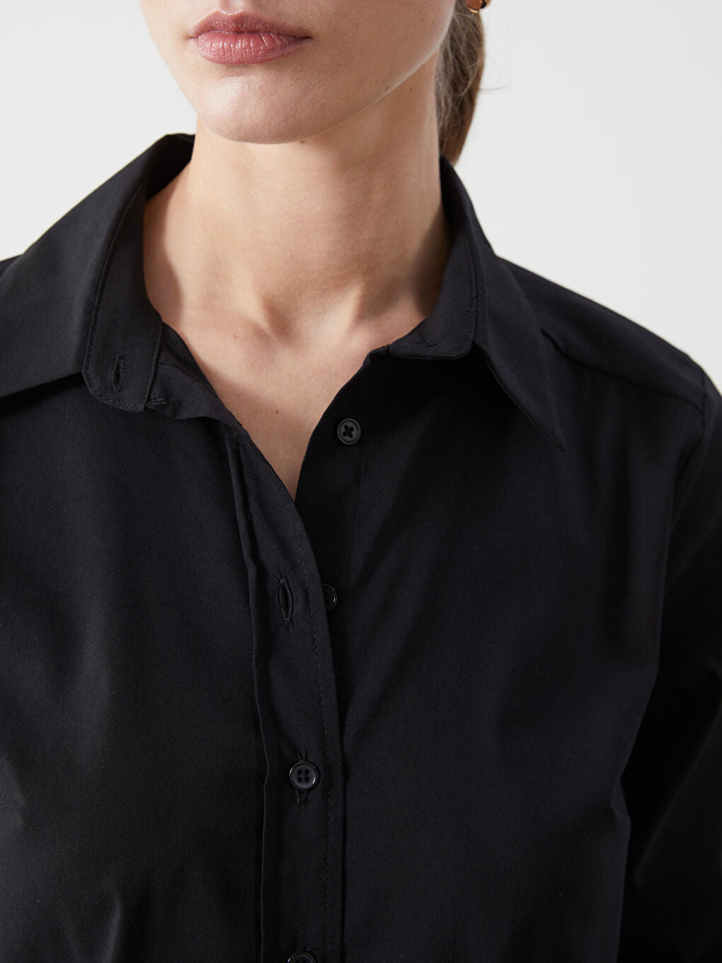 LCWAIKIKI Classic Black Long Sleeve Poplin Women Shirt