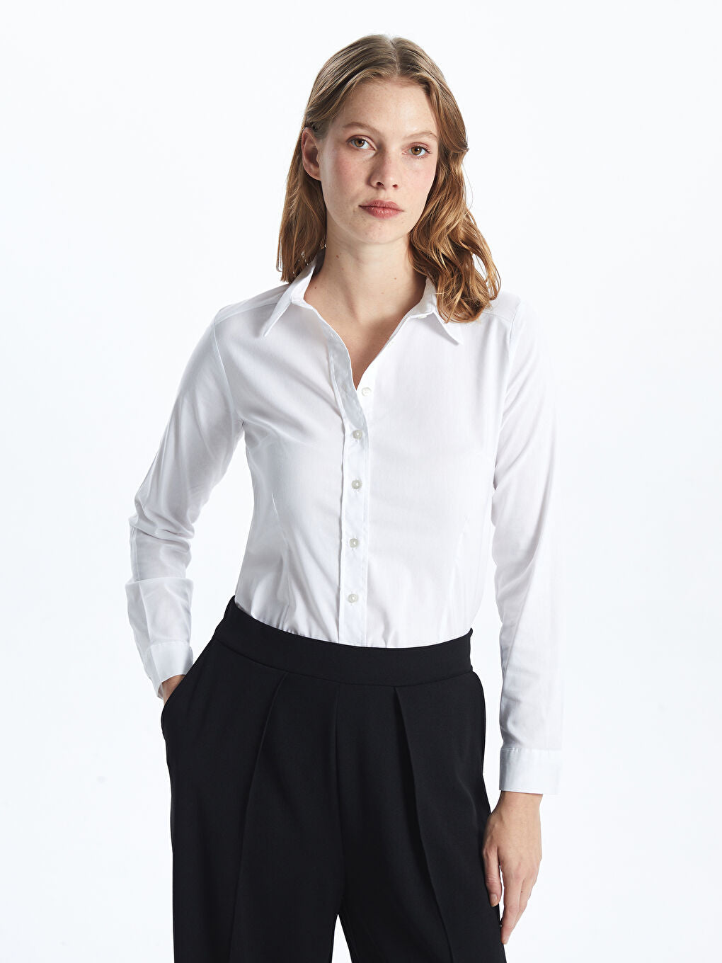 LCWAIKIKI Classic Black Long Sleeve Poplin Women Shirt