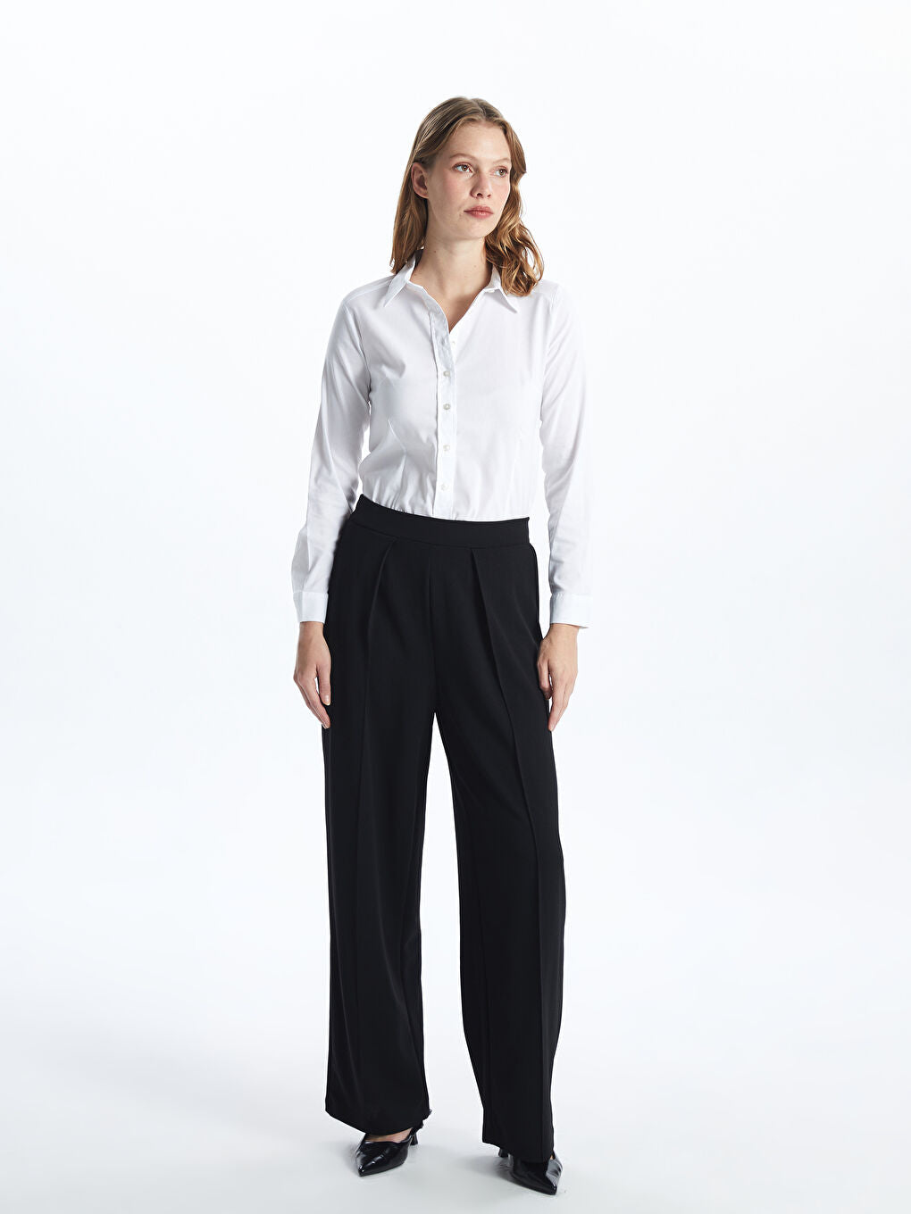 LCWAIKIKI Classic Black Long Sleeve Poplin Women Shirt