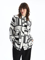 LCWAIKIKI Classic Black Judge Collar Patterned Women Shirt Tunic