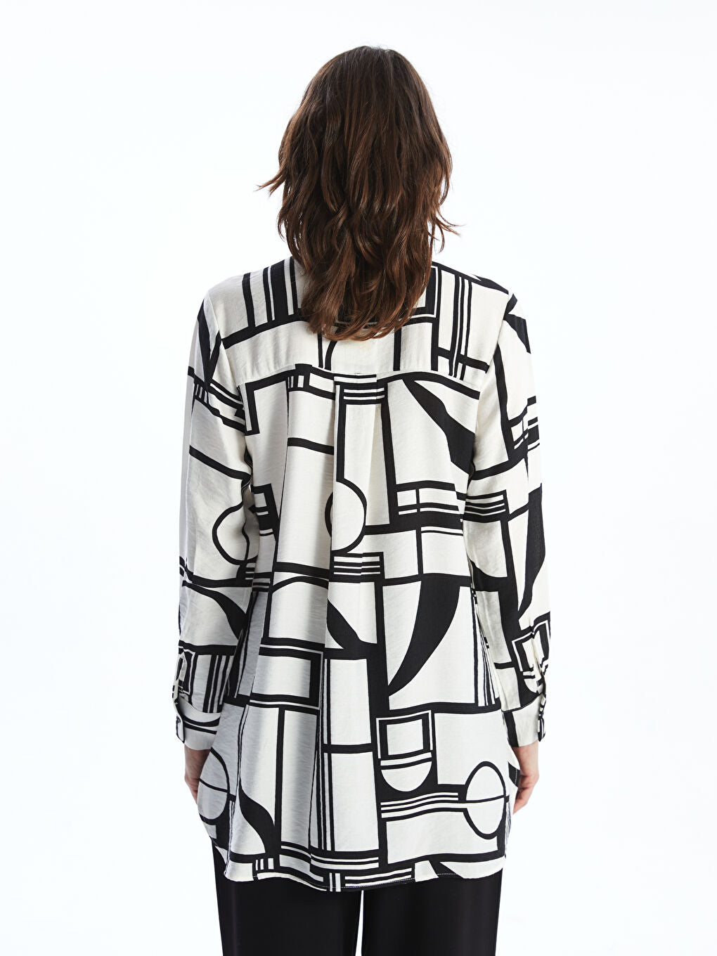 LCWAIKIKI Classic Black Judge Collar Patterned Women Shirt Tunic