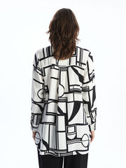LCWAIKIKI Classic Black Judge Collar Patterned Women Shirt Tunic