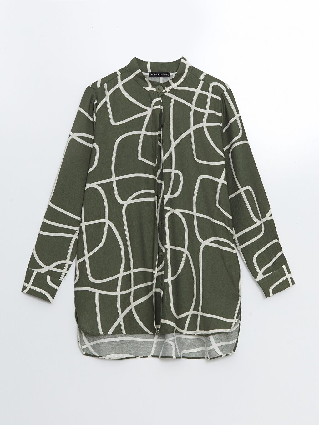 LCWAIKIKI Classic Black Judge Collar Patterned Women Shirt Tunic