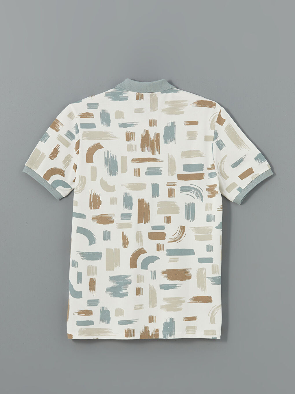 LCW Vision Green Polo Neck Short Sleeve Patterned Pique Men T-Shirt